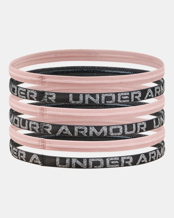แถบคาดศีรษะ UA Heathered Mini สำหรับผู้หญิง - แพ็ก 6 ชิ้น in Pink image number 1